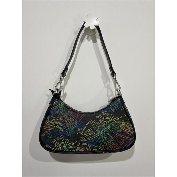 NWT Von Dutch Shoulder Bag Denim One Size Chain Y2K Inspired Chic Streetwear - Picture 6 of 6